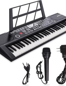 61 keys keyboard piano, Electronic Digital Piano with Built-In Speaker Microphone, Sheet Stand and Power Supply, Portable piano Keyboard Gift Teaching for BeginnersA4
